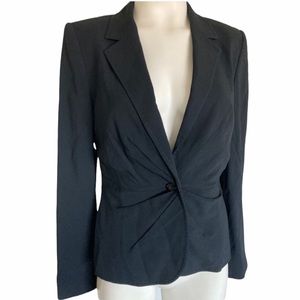 Escada Black Ruched Front Blazer Jacket Sz 38